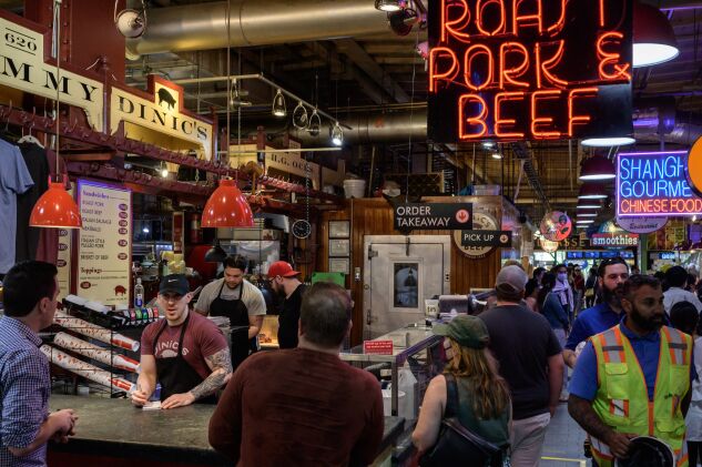 Diners and vendors at the Reading Terminal Market in Philadelphia.